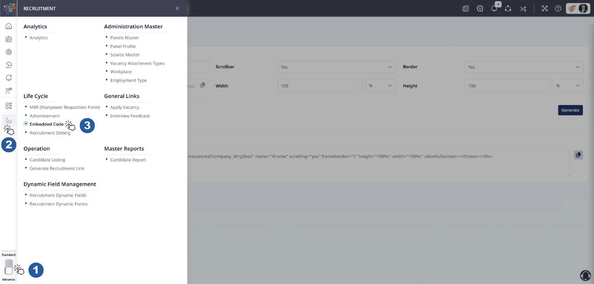 Navigate to the Embedded Code Section
