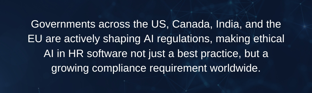 HR professional reviewing ethical AI compliance information on a laptop