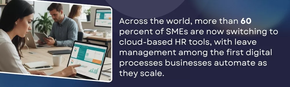 SME team using cloud HR tools for digital leave management