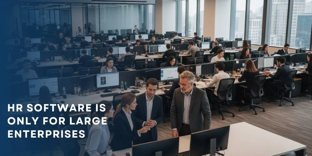 Realistic view of large enterprise office using HR software Realistic view of large enterprise office using HR software