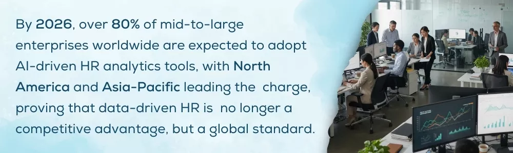 Diverse team reviews AI-driven HR analytics dashboards for data-driven decisions Diverse team reviews AI-driven HR analytics dashboards for data-driven decisions