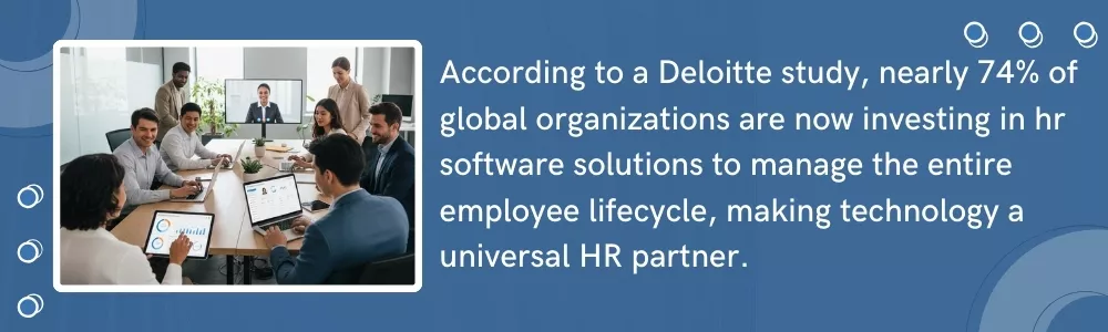 HR team meeting on technology and employee lifecycle management software HR team meeting on technology and employee lifecycle management software