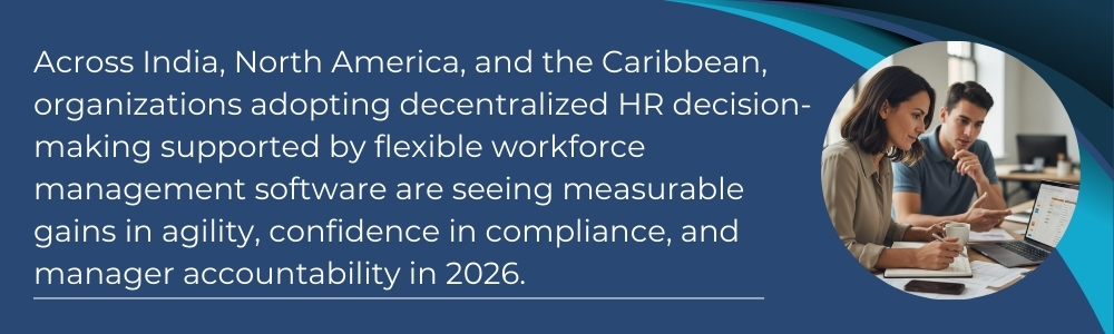 Manager using decentralized HR tools to make confident workforce decisions