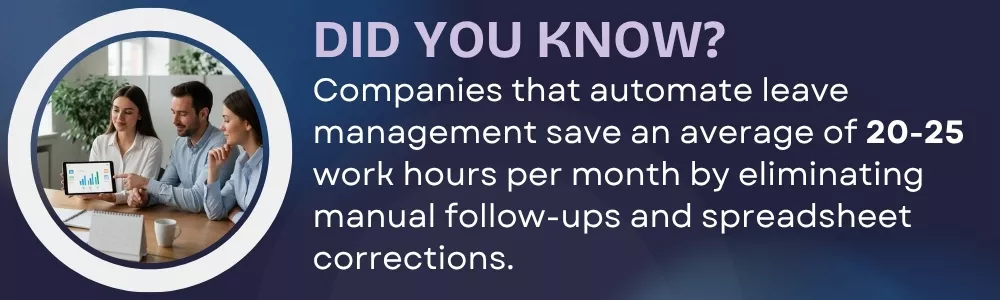 HR professional using digital leave management software in modern office