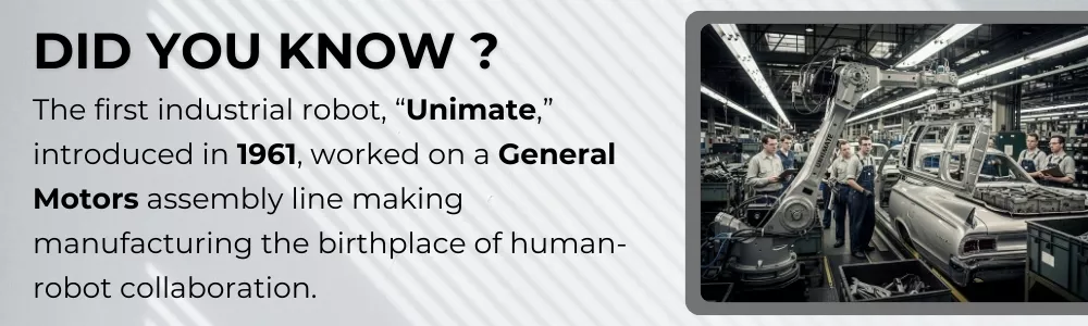 Unimate: First industrial robot at General Motors assembly line in 1961