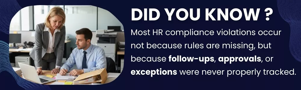 Business partners review HR compliance violations due to poorly tracked approvals