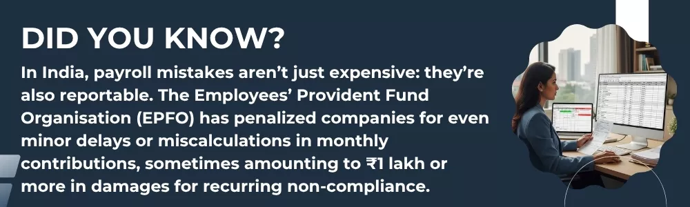 Payroll officer reviewing salary data to ensure EPFO compliance