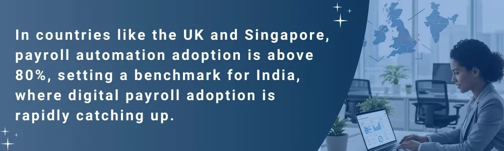 HR professional using automated payroll software in modern office setting