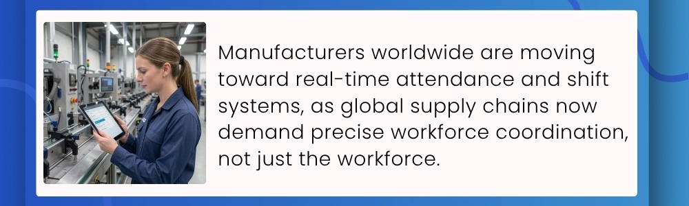 Real time attendance systems improve workforce coordination in manufacturing