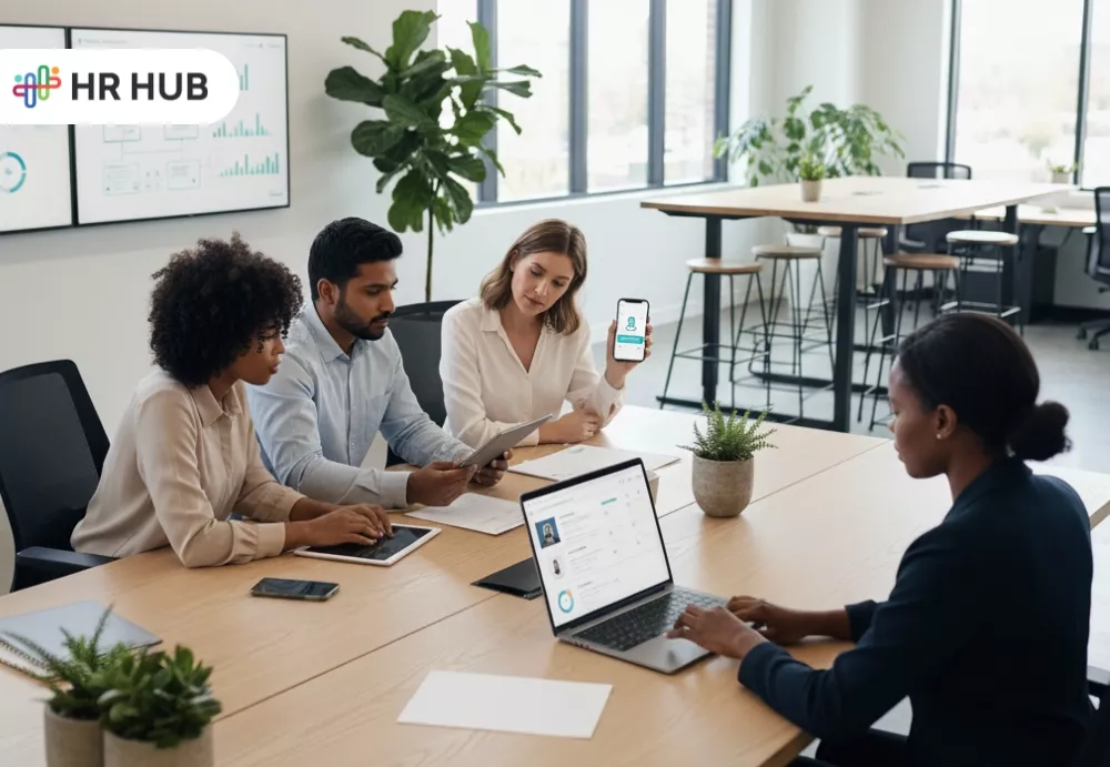 HR manager using HR system software for workforce management