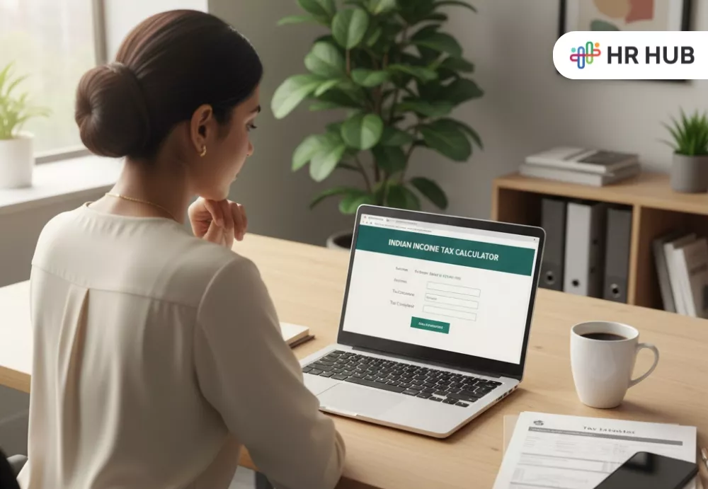 Girl using India’s e-filing portal to calculate and compare income tax online